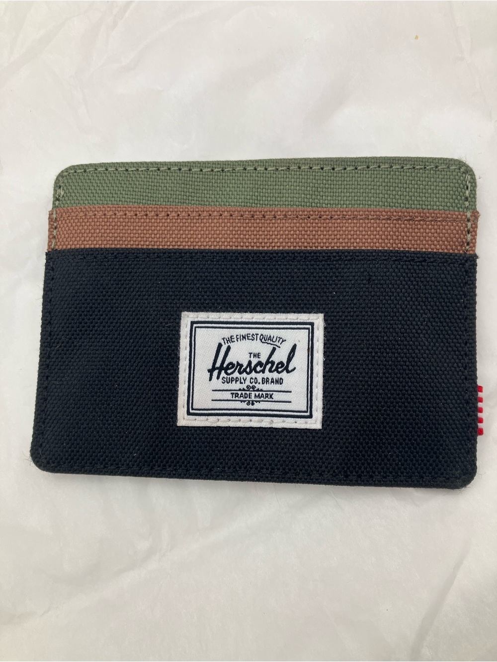 Herschel Supply Co. Tri-Color Canvas Card Holder CHARLIE - Black, Brown, Olive